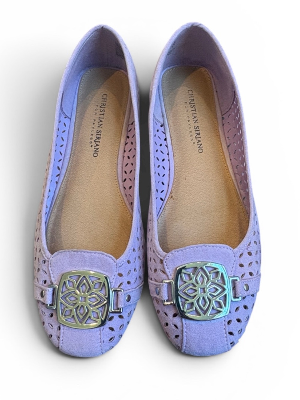 Christian Siriano Lilac Perforated Ballet Flats Women’s 8 Decorative Medallion